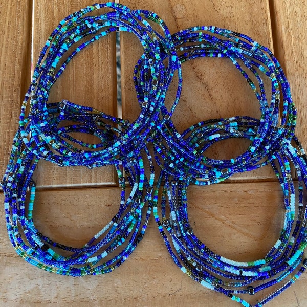 Deep Blue Sea Seed Bead Wrap Bracelet