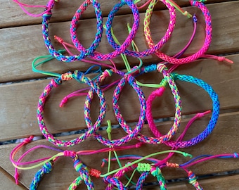 Neon Summer Colorful Kumihimo Braided Adjustable Bracelet friendship bracelet boho bracelet colorful bracelet nylon cord bracelet