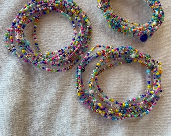 Party Colors Colorful Beaded Wrap Bracelet- can also be worn as a necklace - seed bead