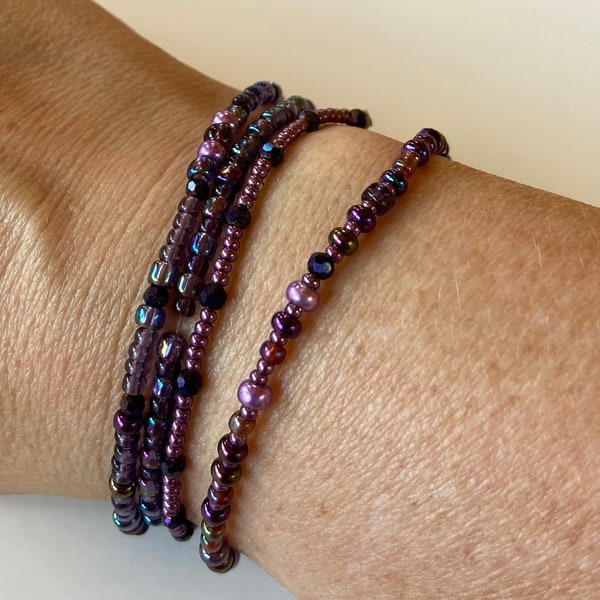 Purple Stretch Bracelet Stack - Includes 4 Pieces