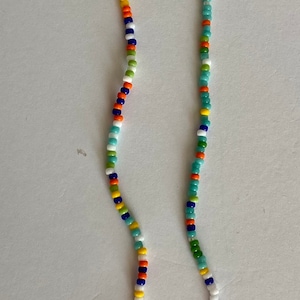 Turquoise Seed Bead Necklace: Colorful Dainty Necklace