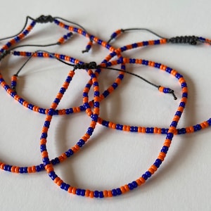 Orange and Blue Beaded Bracelet UIUC Seed Bead Bracelet Adjustable GAMEDAY University of Illinois BEARS