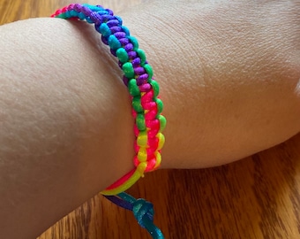 Neon Braided Friendship Bracelet: Adjustable Boho Style