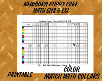 Newborn Puppy Weight Chart with ENS & ESI-- Daily Puppy Weight Chart-Litter Records for Dog Breeders (16 Day Chart)