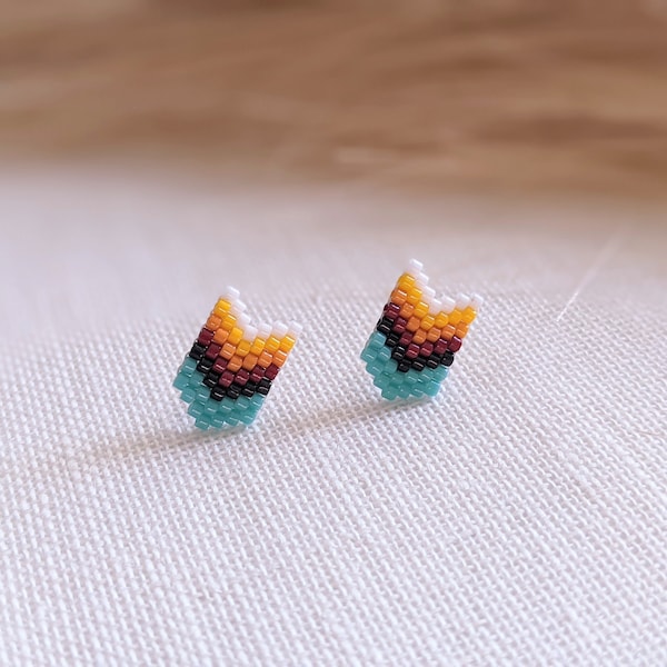 Handmade Beaded Southwestern Stud Earrings  //  Nickel-Free, Lightweight, 14k Gold Filled