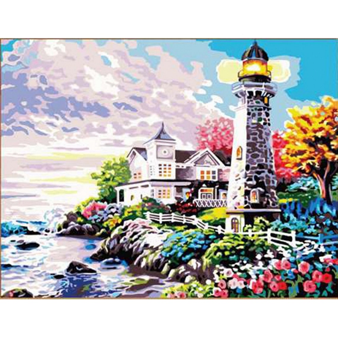 Sea Lighthouse Paint by number kit Adult Coastal Painting by Etsy