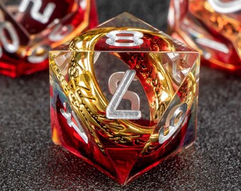 Elden Rings DnD Würfelset, Lord of Dice mit einem Ring für Dungeons and Dragons, Elden Ring D&D Würfel, Polyedrisches Würfelset, RPG Würfel, Würfelgeschenk