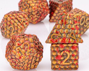 Blood Metal Würfel Set - Polyhedral Dnd Dice - Dungeons and Dragons - DND Würfel - RPG Würfel - Metal Dnd Würfel - Rollenspiel Würfel - Mtg Würfel