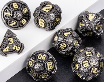 Metall Zahnrad DnD Würfel Set für Rollenspiele, polyedrisches Metall D & D Würfel Set, Zahnrad Würfel Set, Dungeons und Drachen, Rpg D und D Würfel Geschenke