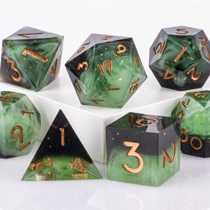 Best Price Polyhedral Resin D&D Dice Set, Handmade Sharp Edge Resin Dice, Board Games Dice, Resin DnD Dice, d and d dice, zdjęcie 1