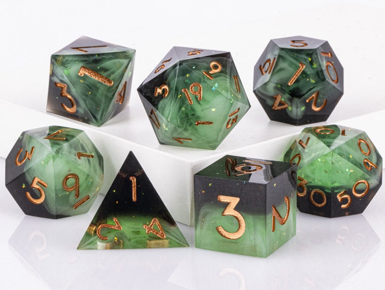 Best Price Polyhedral Resin D&D Dice Set, Handmade Sharp Edge Resin Dice, Board Games Dice, Resin DnD Dice, d and d dice, zdjęcie 1