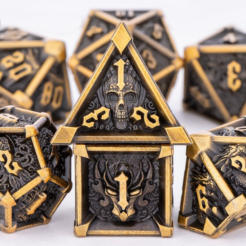 D&D Drachen Metallwürfel Polyedrischen Würfel Set für Dungeons und Drachen, D&D Würfelset für Rollenspielwürfel, Drachenwürfel, D20 Würfel, D&D Würfel Bild 1