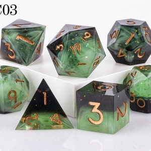 Best Price Polyhedral Resin D&D Dice Set, Handmade Sharp Edge Resin Dice, Board Games Dice, Resin DnD Dice, d and d dice, AC03 (Pic 1 Dice)