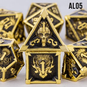 Dnd Dice Skull en métal vert, lot de dés polyédriques pour donjons et dragons, lot de dés D&D pour jeux de rôle, dés dragon, cadeau d et d dés AL05