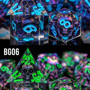 Handmade Skull Resin DnD Dice, Polyhedral Dice Set for Board Games, Dungeons and Dragons, Sharp Edge Resin Dice, d and d dice, DnD Dice Set image 9