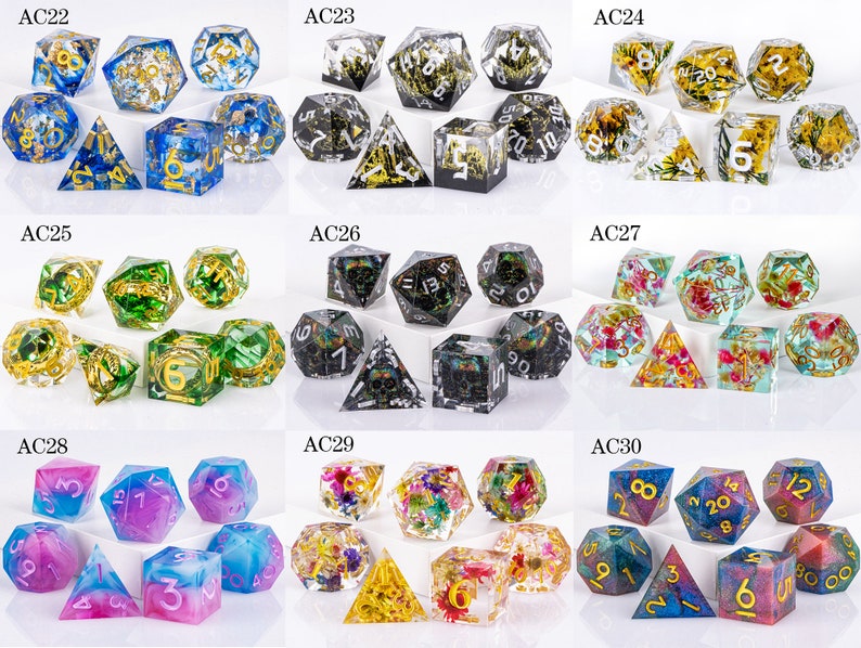 Best Price Polyhedral Resin D&D Dice Set, Handmade Sharp Edge Resin Dice, Board Games Dice, Resin DnD Dice, d and d dice, zdjęcie 9