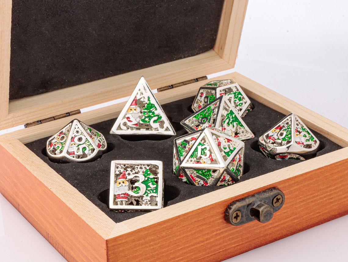 Beholder's Gates Hollow Metal Dice Set - Blue and Silver main image 0