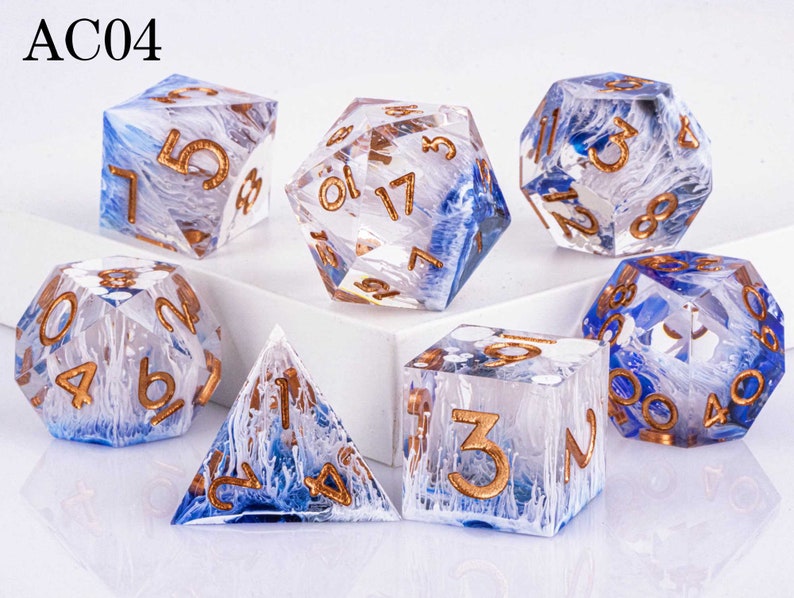 Best Price Polyhedral Resin D&D Dice Set, Handmade Sharp Edge Resin Dice, Board Games Dice, Resin DnD Dice, d and d dice, AC04