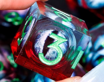 Meerkleurige Dragon Eye DnD Dice Set, Polyhedral Dice Set voor Dungeons and Dragons, Handgemaakte Liquid Core D&D Dice, Eye Dice, d en d dobbelstenen
