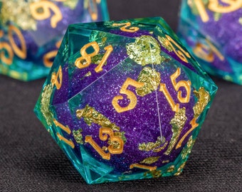 DnD Liquid Core Dice Polyhedral Dice Set for Dungeons and Dragons, Handmade Liquid Core Sharp Edge Resin D&D Dice, d and d dice, D20 Dice