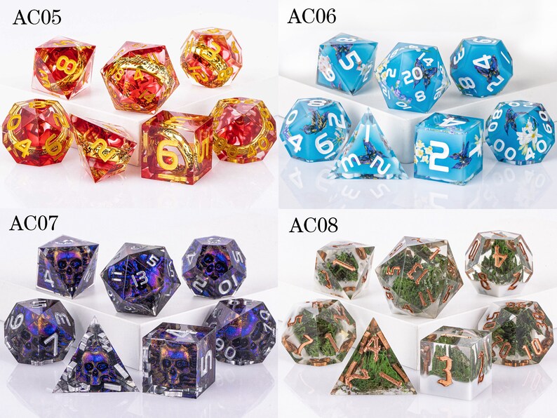 Best Price Polyhedral Resin D&D Dice Set, Handmade Sharp Edge Resin Dice, Board Games Dice, Resin DnD Dice, d and d dice, zdjęcie 6