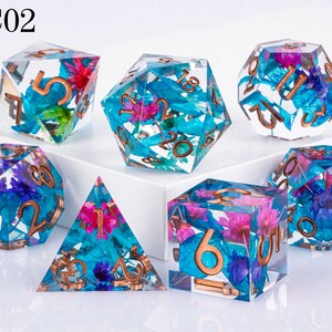 Best Price Polyhedral Resin D&D Dice Set, Handmade Sharp Edge Resin Dice, Board Games Dice, Resin DnD Dice, d and d dice, AC02