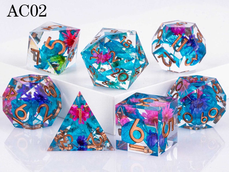 Best Price Polyhedral Resin D&D Dice Set, Handmade Sharp Edge Resin Dice, Board Games Dice, Resin DnD Dice, d and d dice, AC02