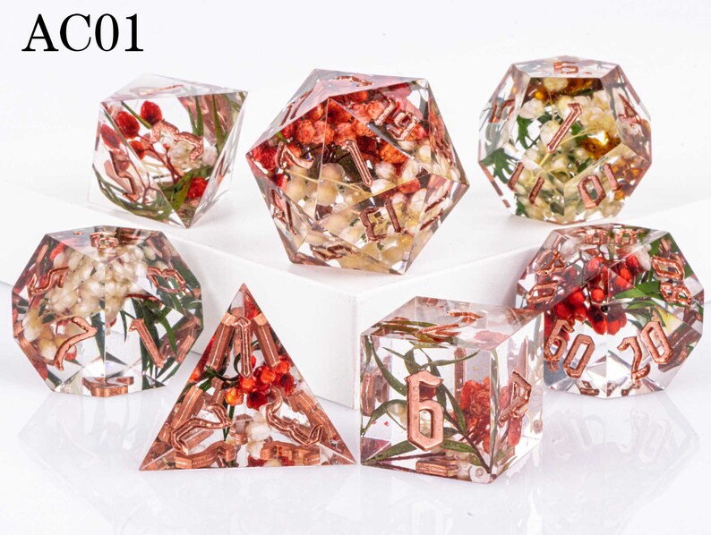 Best Price Polyhedral Resin D&D Dice Set, Handmade Sharp Edge Resin Dice, Board Games Dice, Resin DnD Dice, d and d dice, AC01