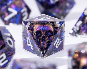 Handmade Skull Resin DnD Dice, Polyhedral Dice Set for Board Games, Dungeons and Dragons, Sharp Edge Resin Dice, d and d dice, DnD Dice Set