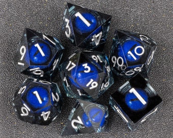 Ocean Eye Dragon Eye Dice Set, Handmade Liquid Core D&D Dice, Dragon Eye DnD Dice Set, Dungeons and Dragons, Liquid dice, Sharp Edge Dice