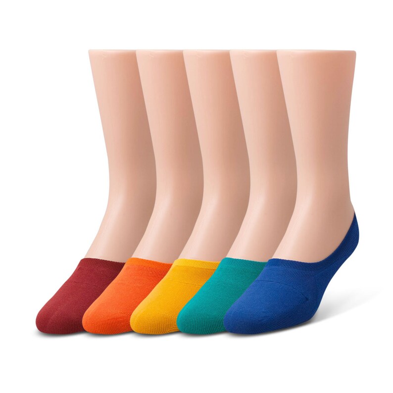 5 Pairs of Bright Fun Color No Show Socks With Heel Grip Etsy