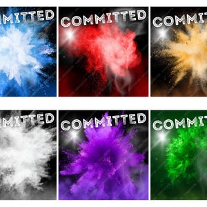 Fondos digitales "Comprometidos" de Powder - Fondos digitales de atletas con anuncios universitarios para descargar al instante - Día de firmas universitarias "Comprometidos"