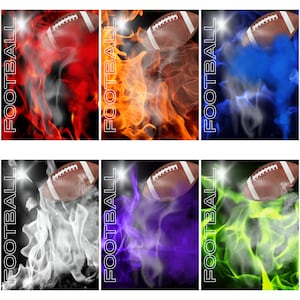 Football Fire 6 Digital Backgrounds: 18x24 inch, 300 dpi JPEGs for athlete sports posters, senior banners, and backdrop designs