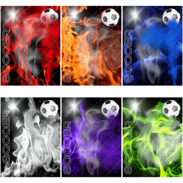 Arrière-plan numérique Soccer Fire - 18 x 24 pouces 300 dpi-téléchargement JPEG - toile de fond design bannière senior pour affiche de sport d'athlète