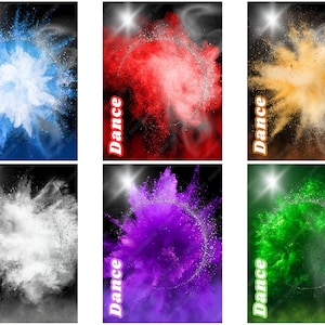 Dance Powder 6 fundos digitais coloridos 18x24 300 DPI - Download instantâneo JPEG - Design de banner para atletas esportivos e idosos