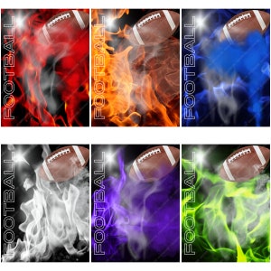 Football Fire 6 Digital Backgrounds - 18x24 300 DPI - Instant Download JPEG - Athlete Sports Poster Senior Banner Design Backdrop