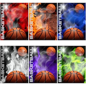 Fundos digitais Basketball Fire 6 - 18x24 300 DPI - Download instantâneo JPEG - Pôster esportivo de atleta Cenário de design de banner sênior