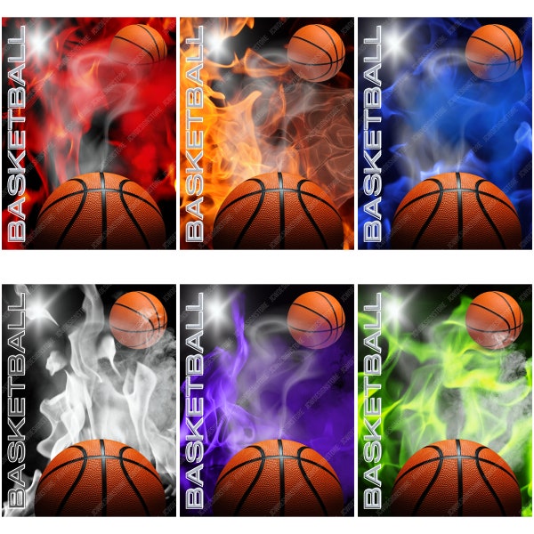 Basketball Fire Digital Background 18x24 | Sports Poster Backdrop | Senior Banner Digital Download