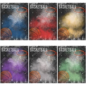 Basketball Distressed 6 arrière-plans numériques : 18 x 24 pouces, fichiers JPEG 300 dpi pour affiches de sport, bannières pour seniors et conceptions de toile de fond personnalisées