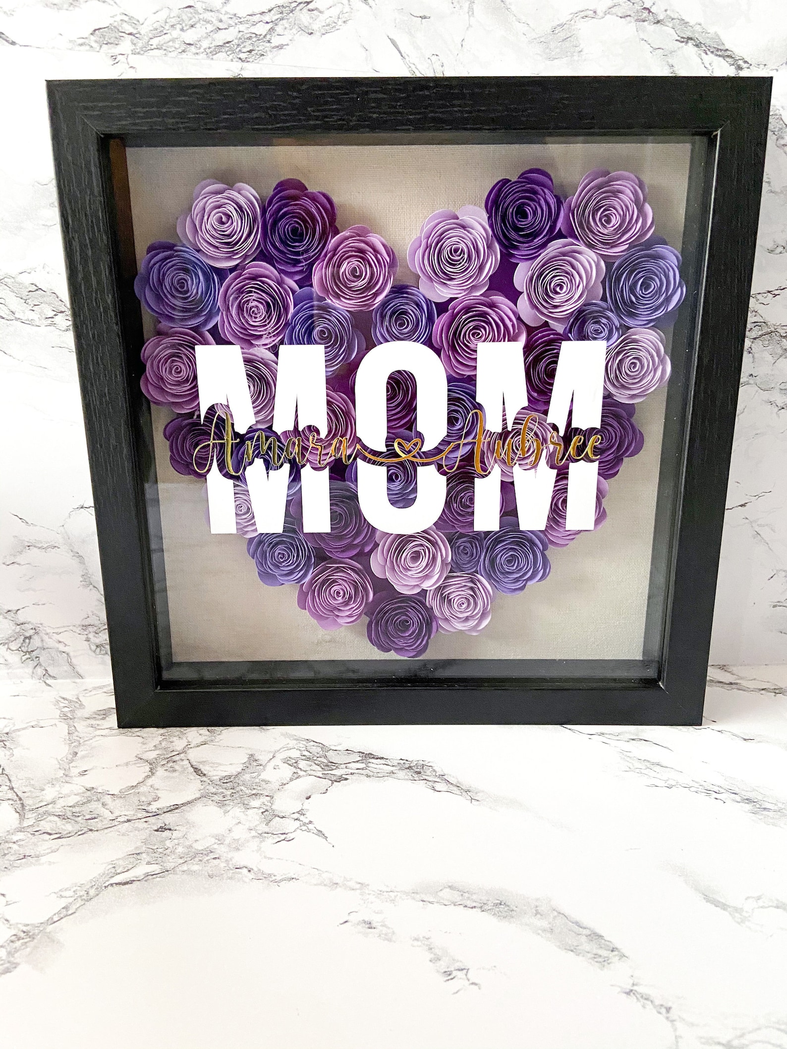 Mother's Day Shadow Box Gift for her Rolled Roses | Etsy