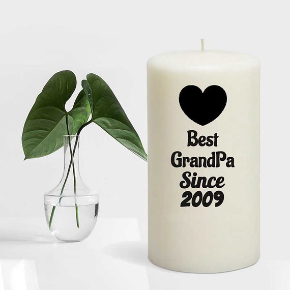 Personalised Pillar Candle Best GrandPa Since Custom Printed Etsy