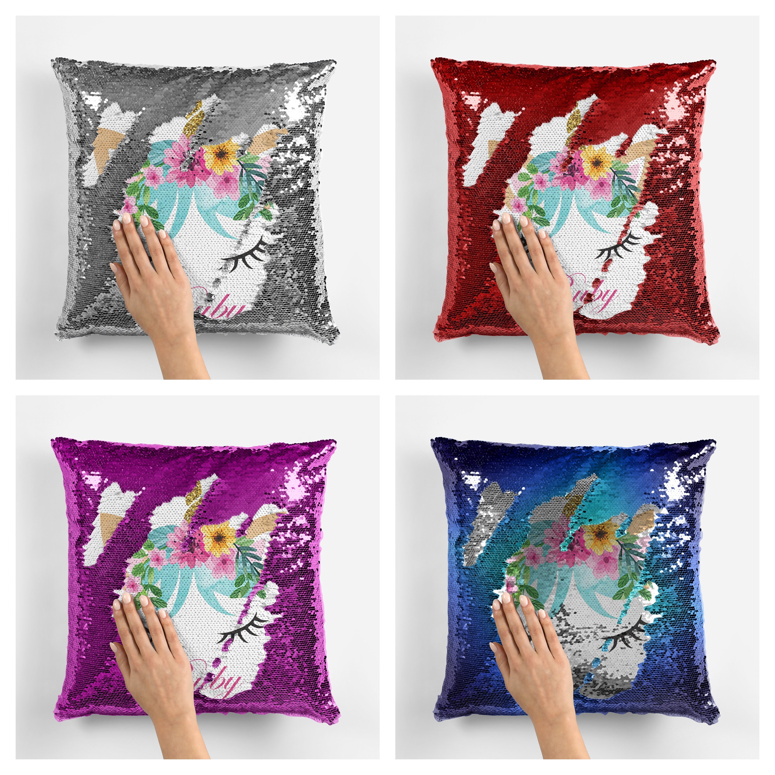 reversible sequin cushion