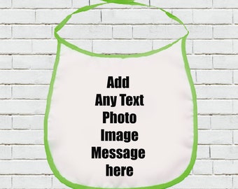 Personalised Baby Bib Custom Feeding Soft Drool Bibs - TEXT PHOTO newborn gift