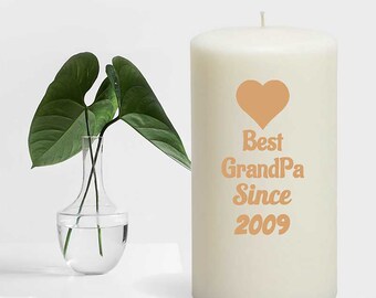 Personalised Pillar Candle Gift Best GrandPa Since Custom Printed Design Birthday Family Wedding Anniversary Gift Special Occasion Gifts