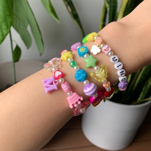 RAINBOW BRACELET Name Beaded Customizable Initial