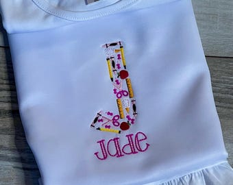 Camiseta personalizada bordada para la vuelta al cole / Camiseta con nombre personalizado, primer día de preescolar o jardín de infancia