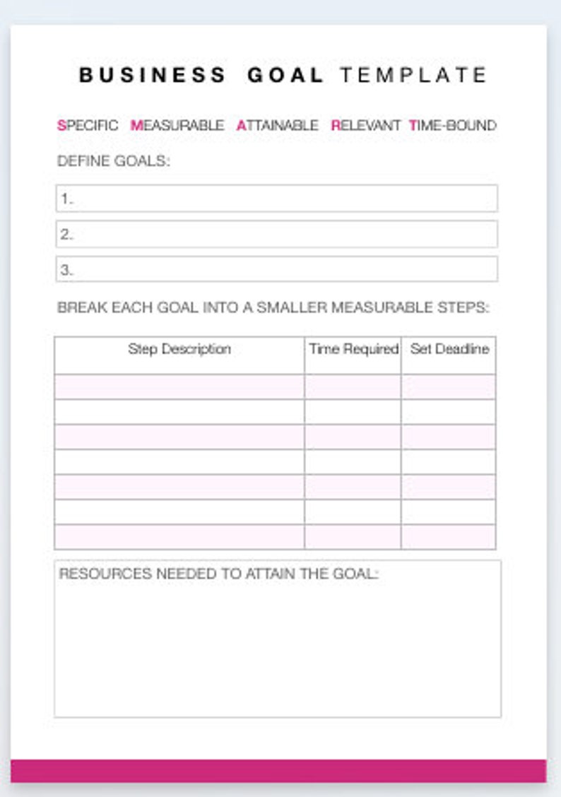 Business Goal Template Business Goal Setting Worksheet Business Goals Business Goal Template Business Goal Setting Worksheet Business Goals