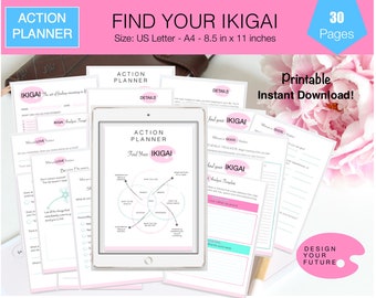 Ikigai Printable/IKIGAI/Ikigai Planner/IKIGAI Worksheet/Life Purpose/Self-Discovery/Find Your Ikigai/Ikigai Workbook/Digital Download!