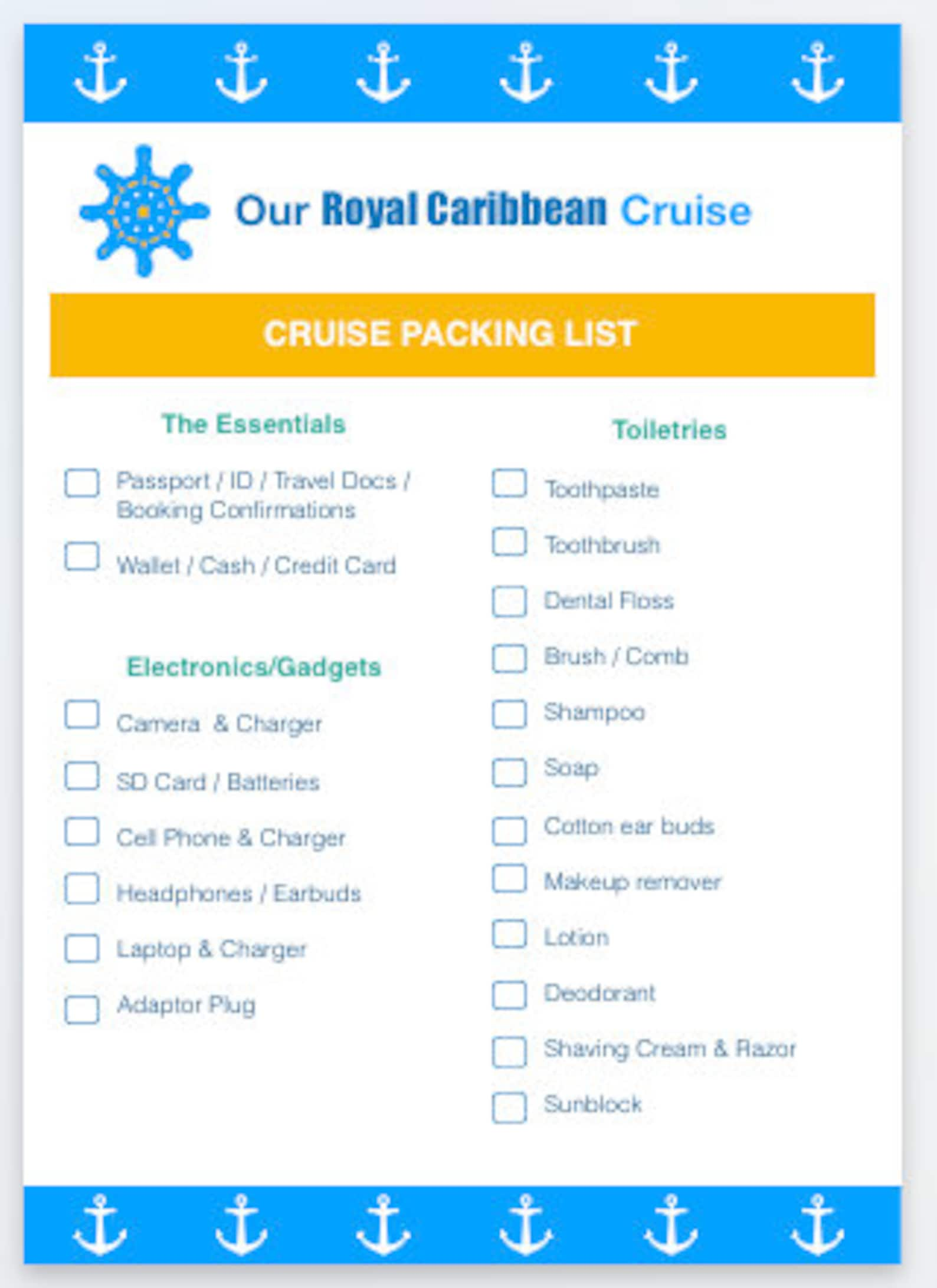 Royal Caribbean Cruise Planner Vacation Cruise Printable | Etsy