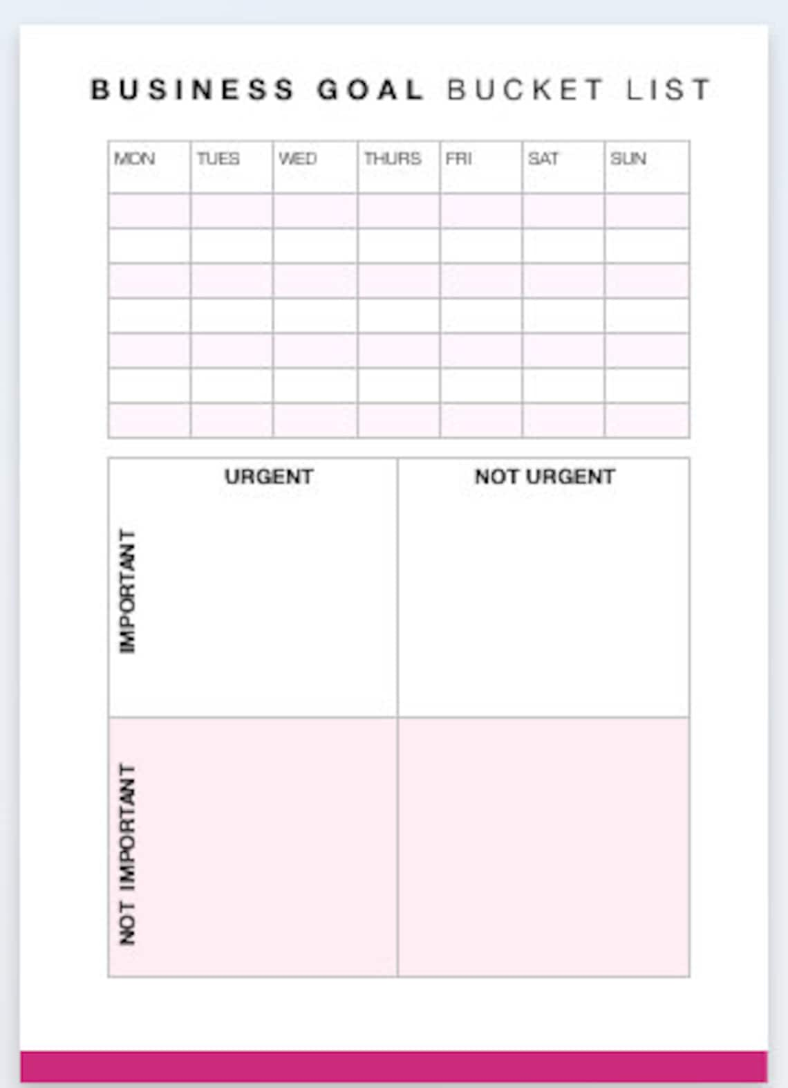 Business Goal Template Business Goal Setting Worksheet Etsy